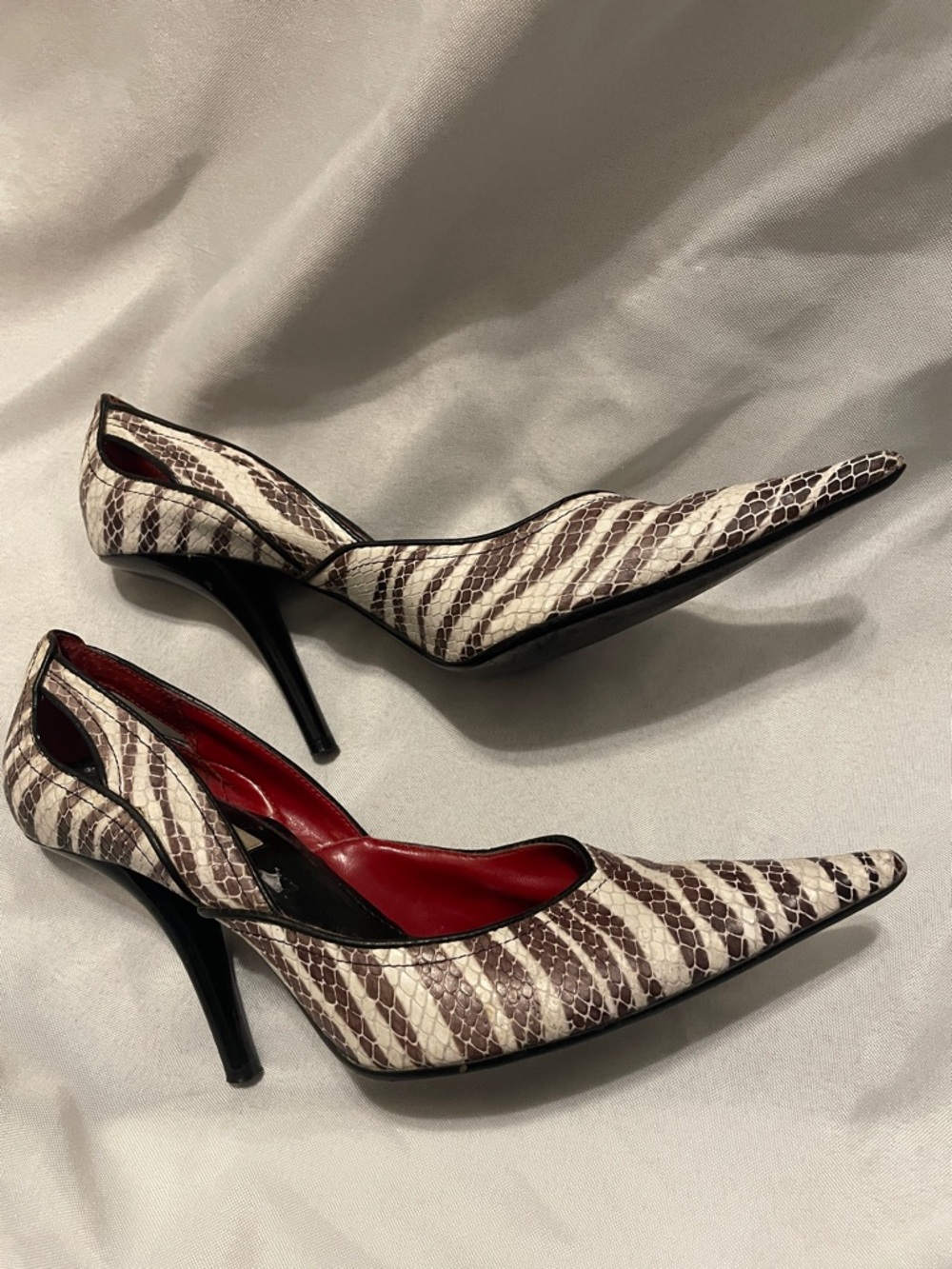 Steve Madden Pointed Snake-Print Pump in Ivory and Brown